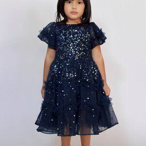 Mini Maya Navy Blue Sequin Dress for girls Christmas/New Year's Dress